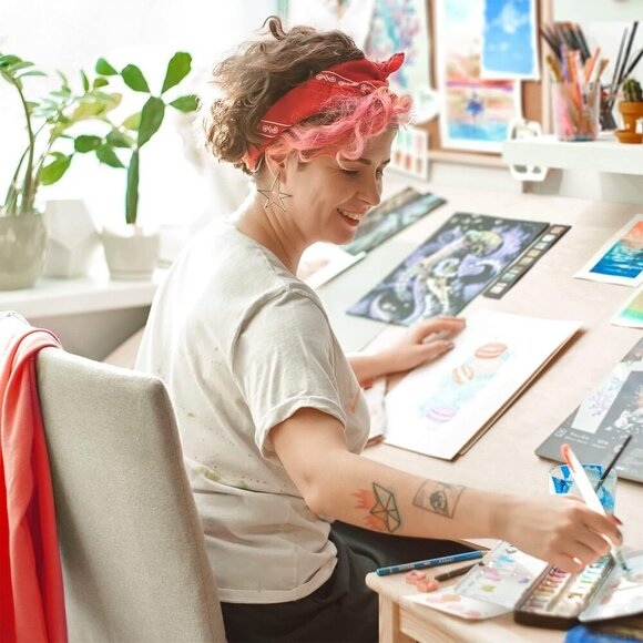 Water Brush Pens, Set of 6, with Assorted Soft Nylon Bristle Tip Sizes, Self-Moi - Picture 2 of 8